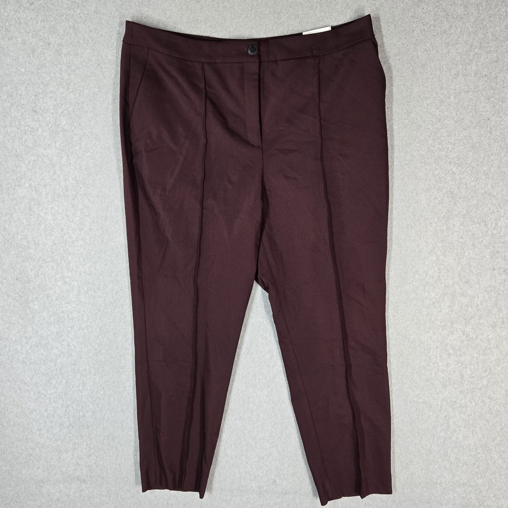 Express Women Pants 16R Burgundy Dress Ankle High Rise 25" Inseam Stretch NWT